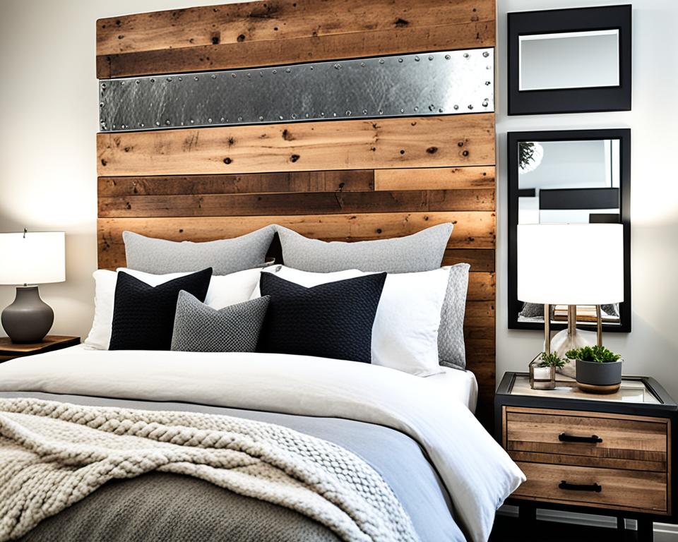 Mixed materials and textures in bedroom furniture