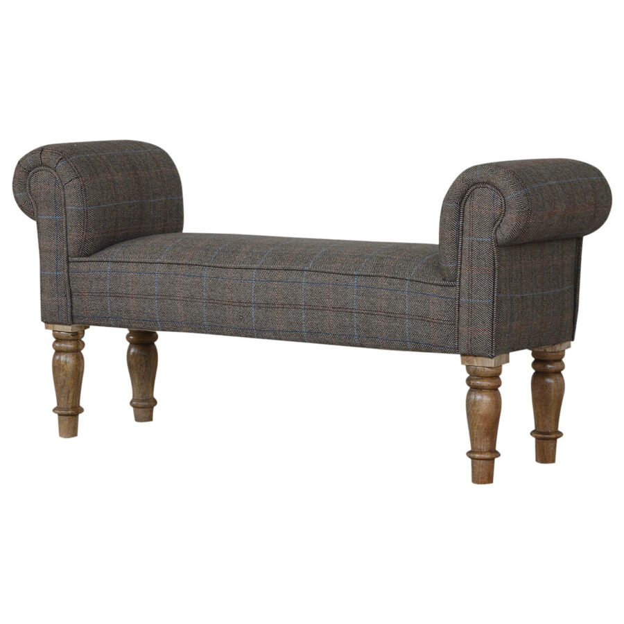 Multi Tweed Turned Bedroom Bench - Image 3
