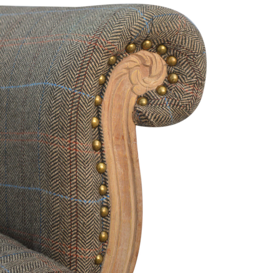 Zierlicher französischer Stuhl in Multi-Tweed-Optik