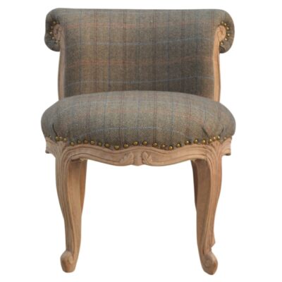 Zierlicher französischer Stuhl in Multi-Tweed-Optik