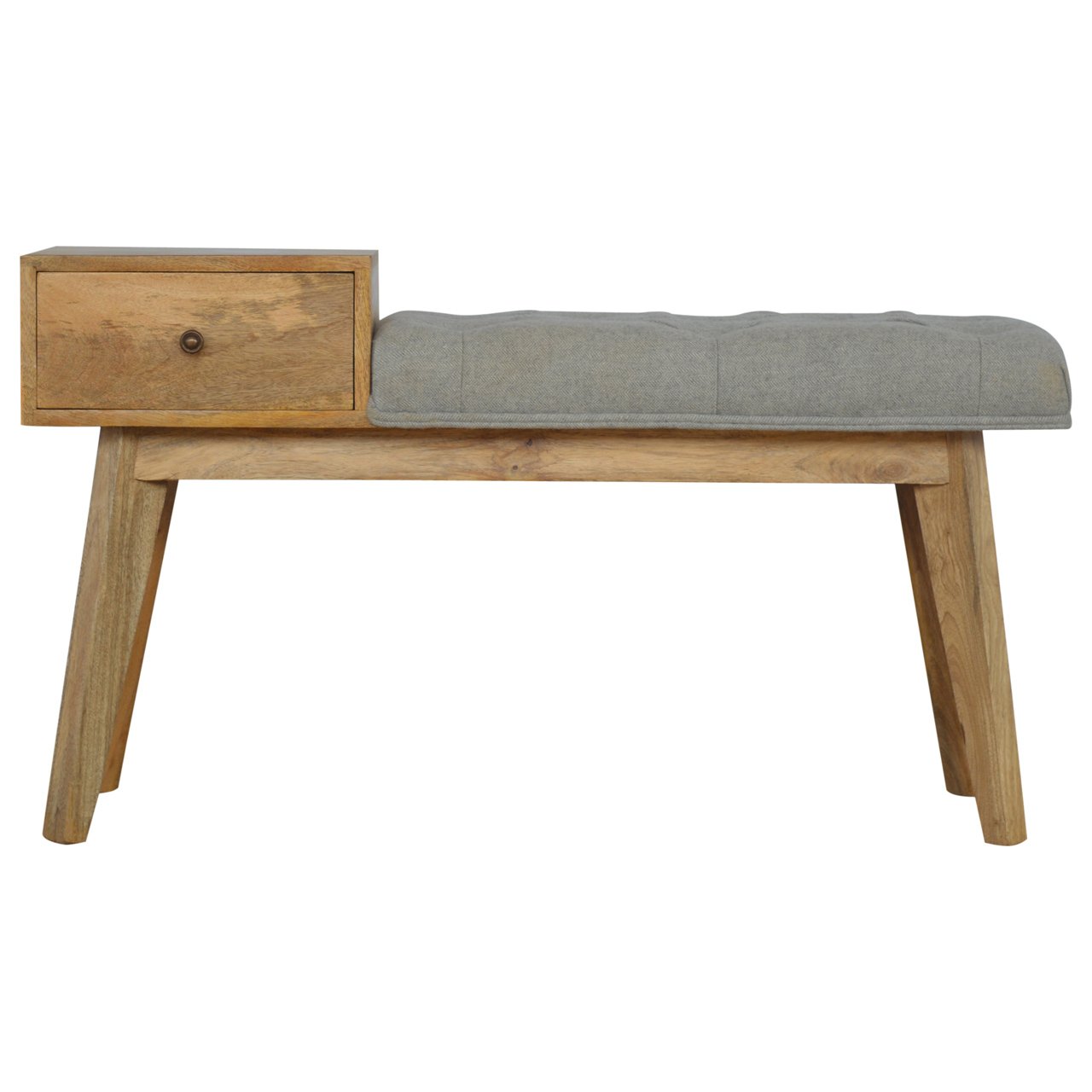 Grey Tweed Bench with 1 Drawer