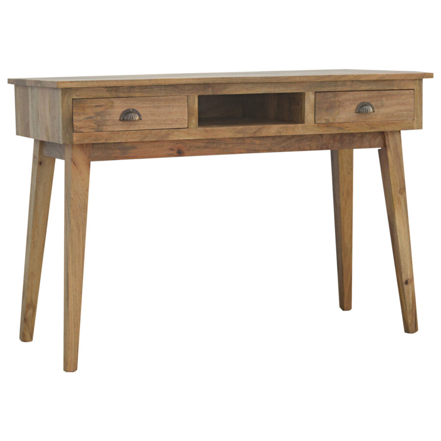 Pisalna miza iz masivnega lesa z 2 predaloma