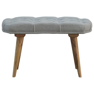 Banc de style nordique avec plateau en tweed gris boutonné profond