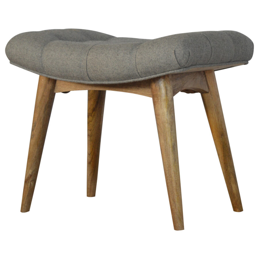 Curved Grey Tweed Bench - Image 4