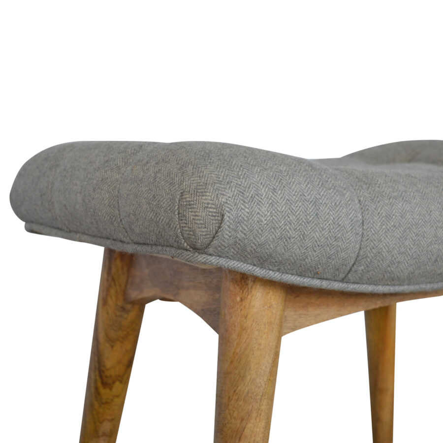 Banc courbé en tweed gris