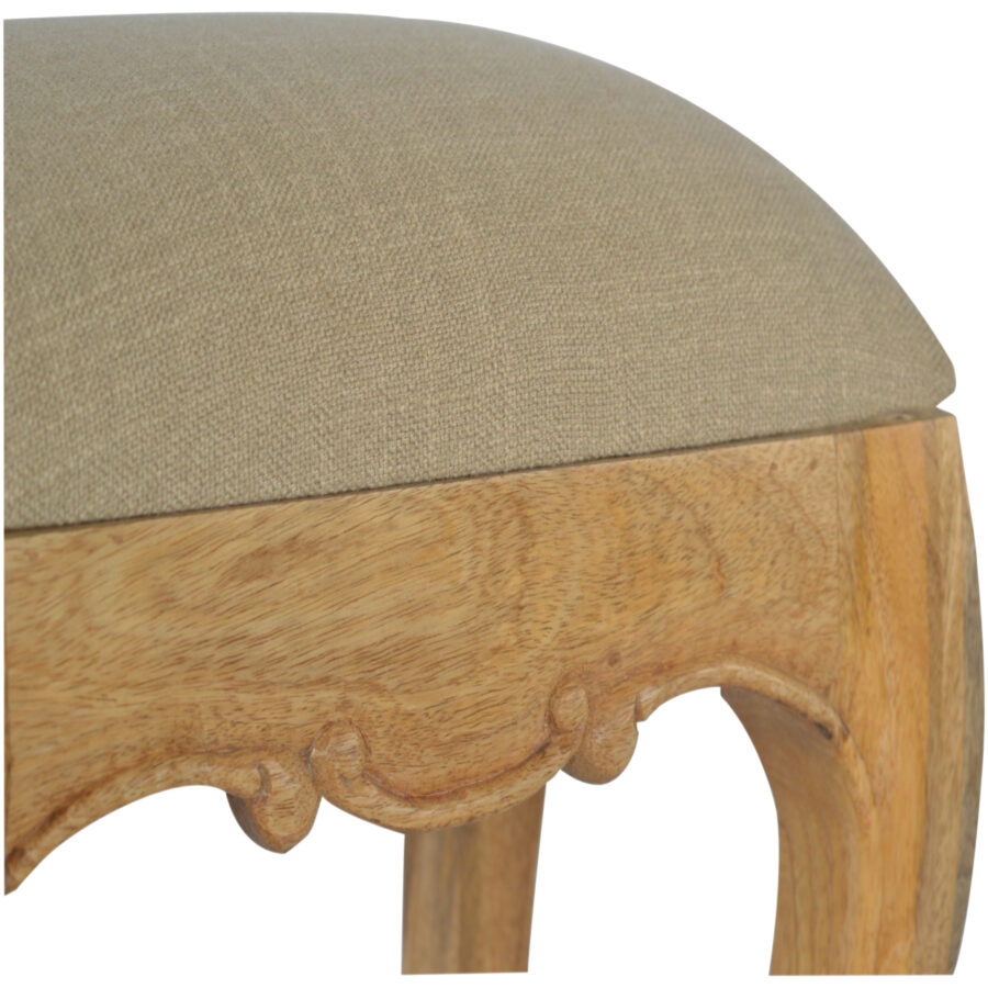 French Style Stool with Mud Linen Seat Pad
