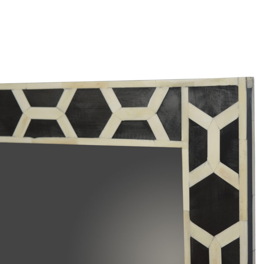 marco de espejo cuadrado con diseño de incrustaciones de hueso