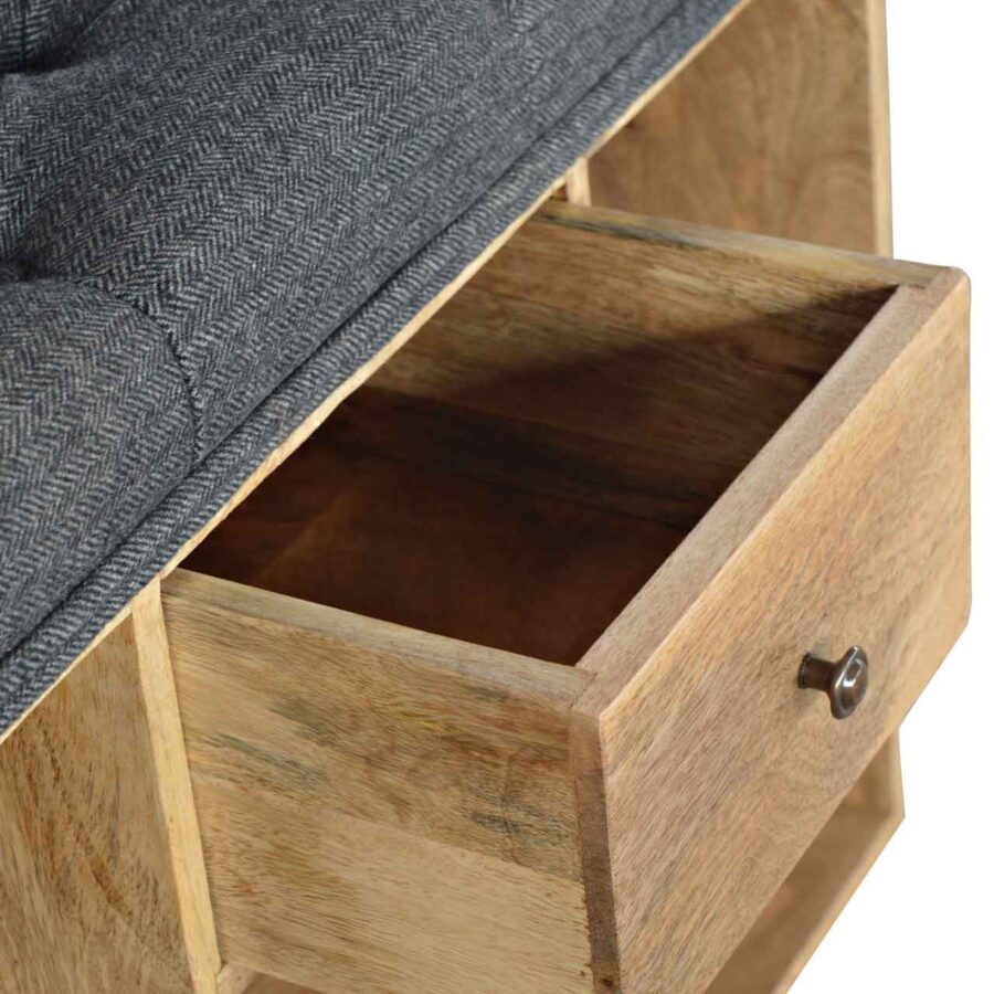 Black Tweed 6 Slot Shoe Storage Bench