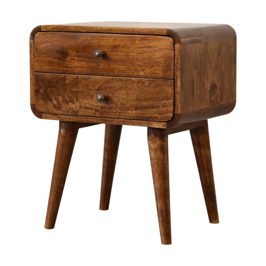 curved chestnut bedside