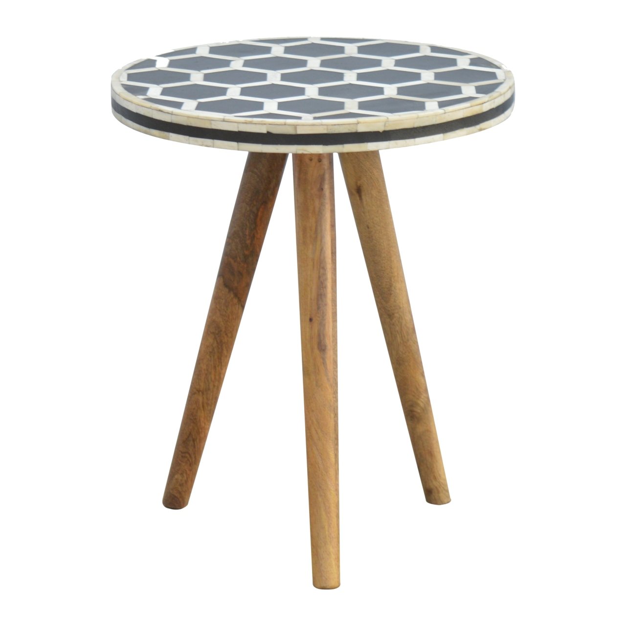 Tabouret trépied avec incrustation d'os