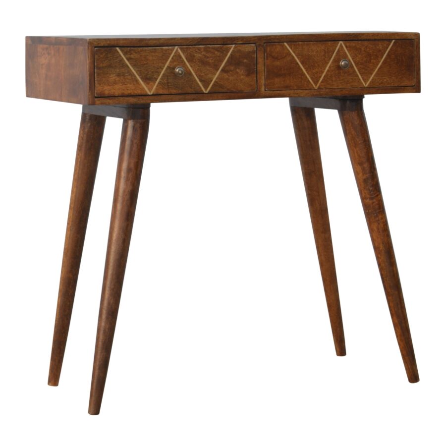 Konzolni stol s geometrijskim mesinganim umetcima