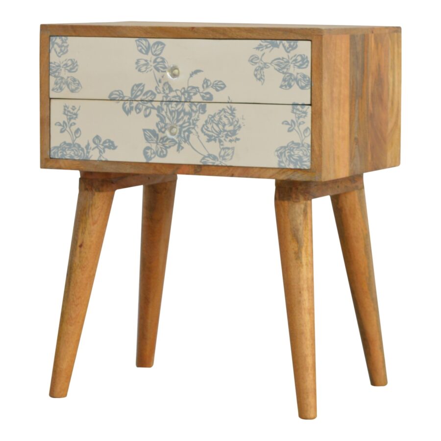 Blue Floral Screen Printed Bedside - Image 2