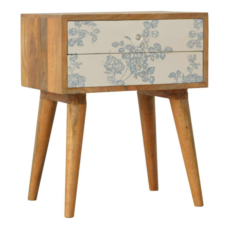 Blue Floral Screen Printed Bedside - Image 3