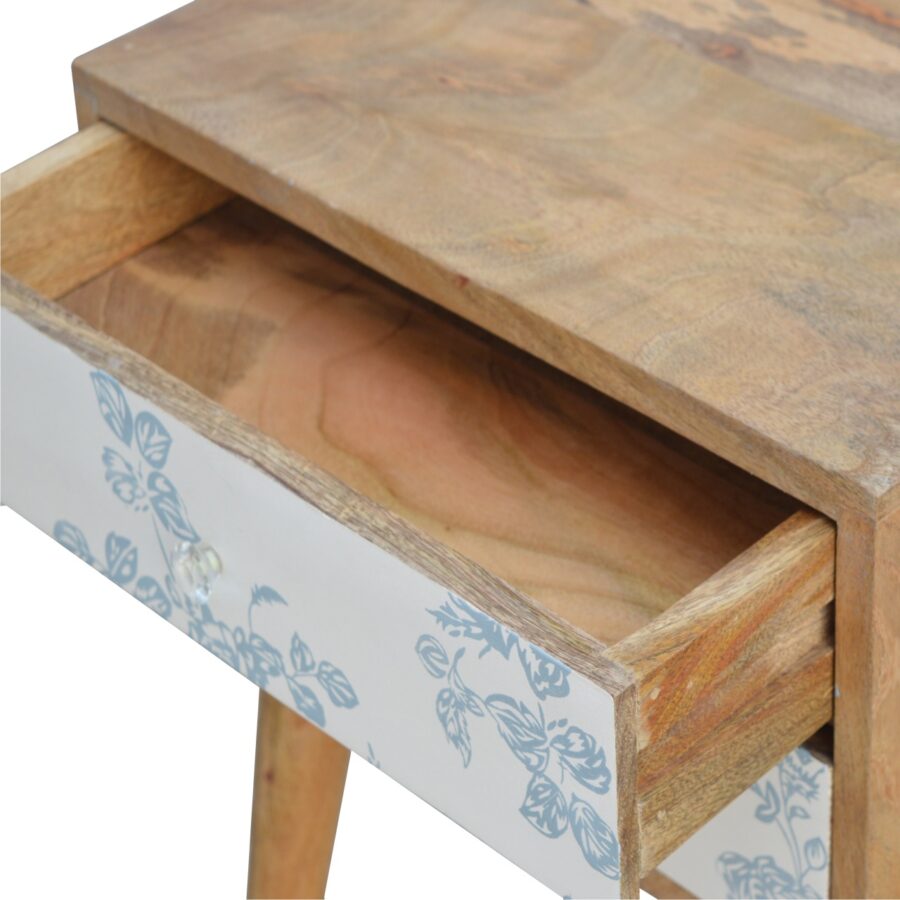 Blue Floral Screen Printed Bedside - Image 6