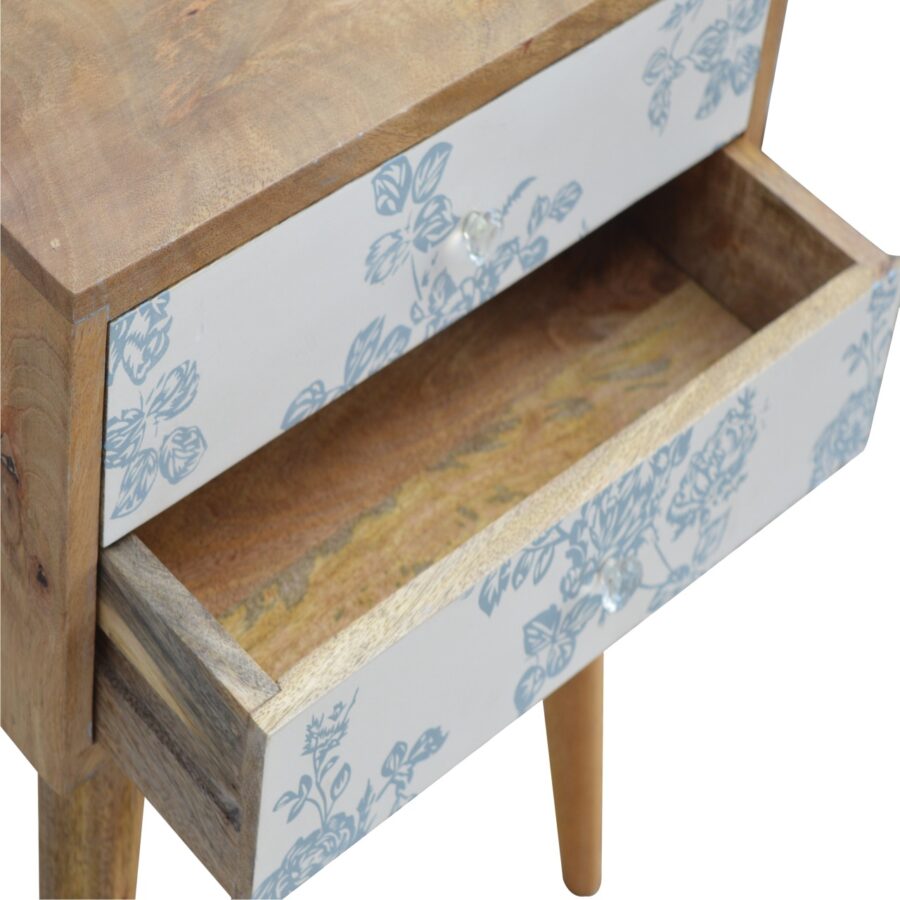 Blue Floral Screen Printed Bedside - Image 7