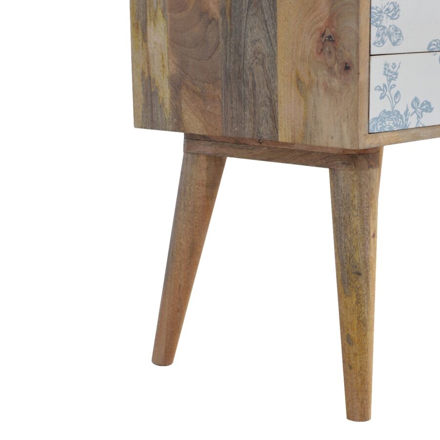 Blue Floral Screen Printed Bedside - Image 5