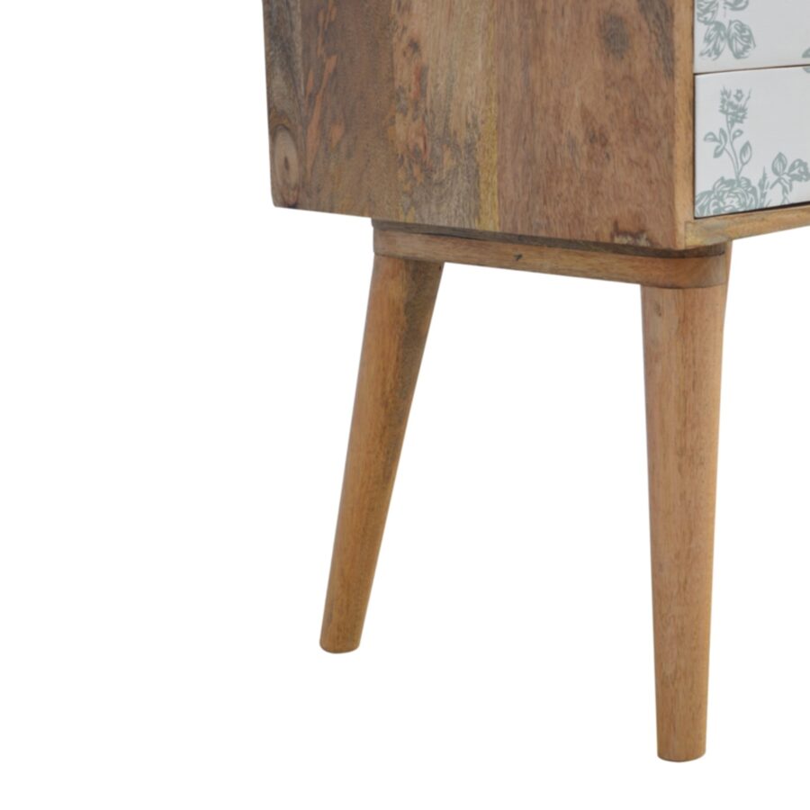 Green Floral Screen Printed Bedside - Image 7