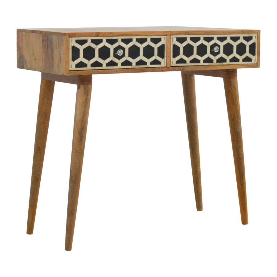 Table console avec incrustation d'os