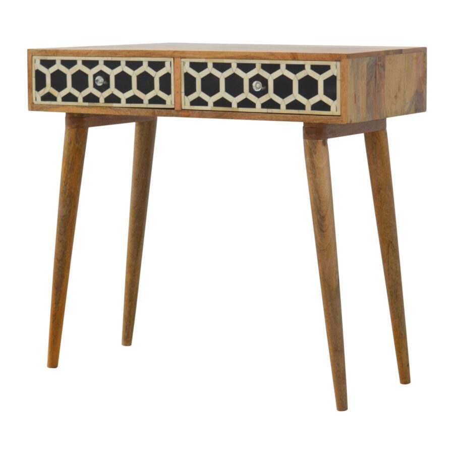 Table console avec incrustation d'os