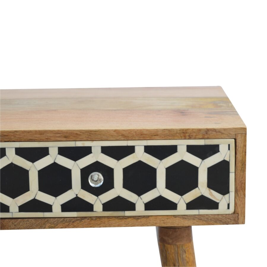 Table console avec incrustation d'os