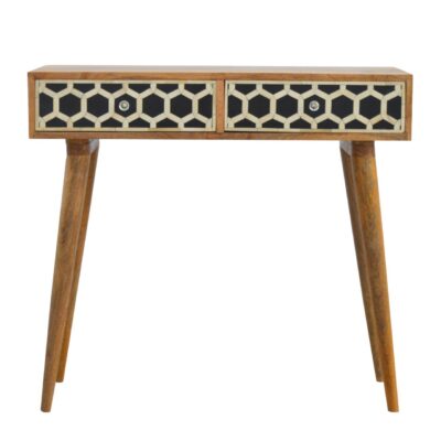 Table console avec incrustation d'os