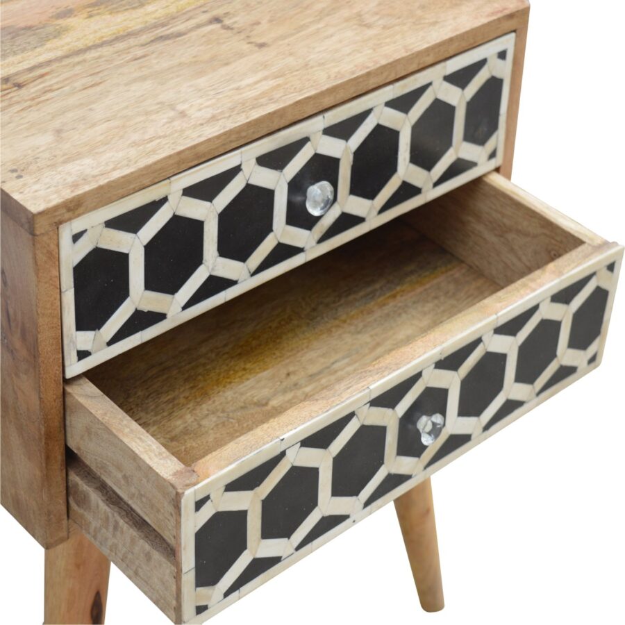 Bone Inlay Bedside with 2 Drawers