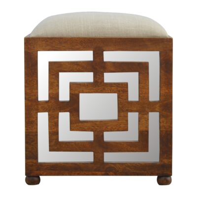 Carved Linen Seat Footstool