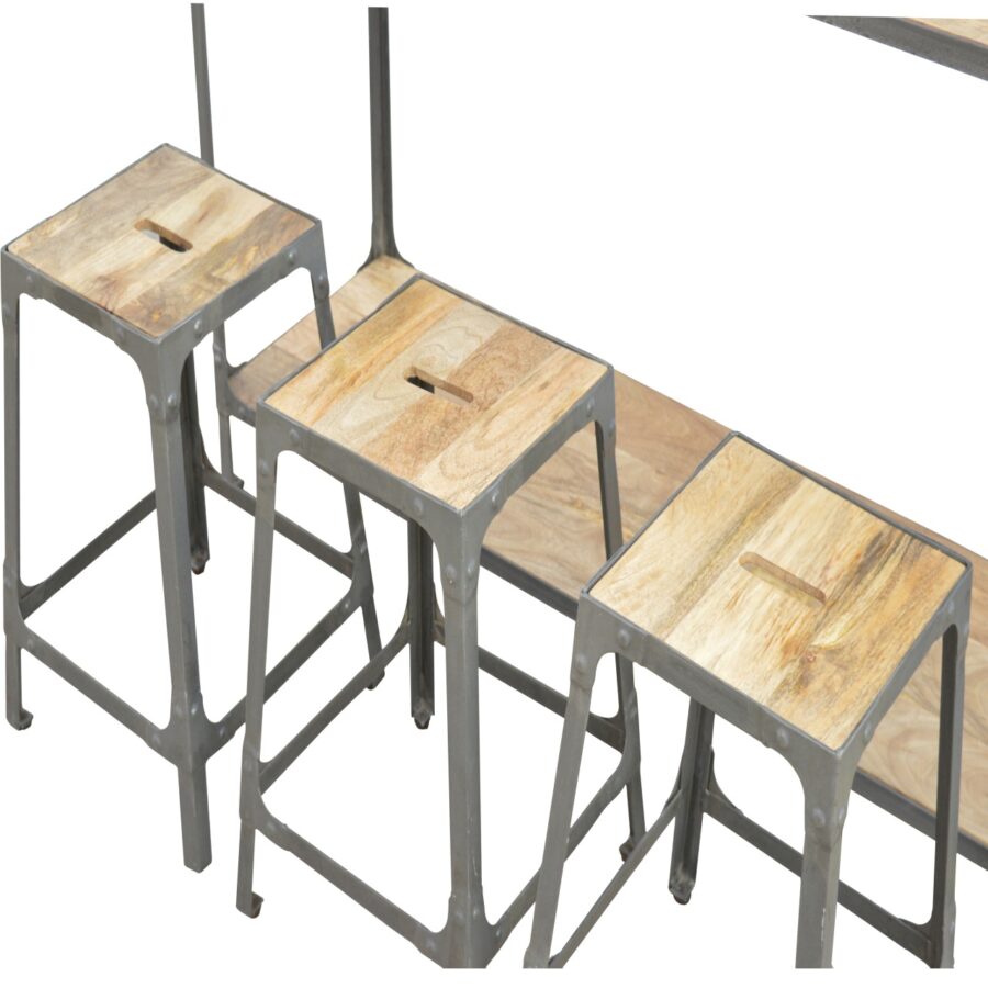 Iron Kitchen Table with 3 Nesting Stools