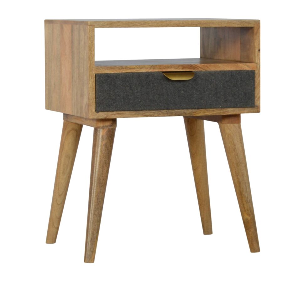 Grey Tweed Bedside with Open Slot - Image 4