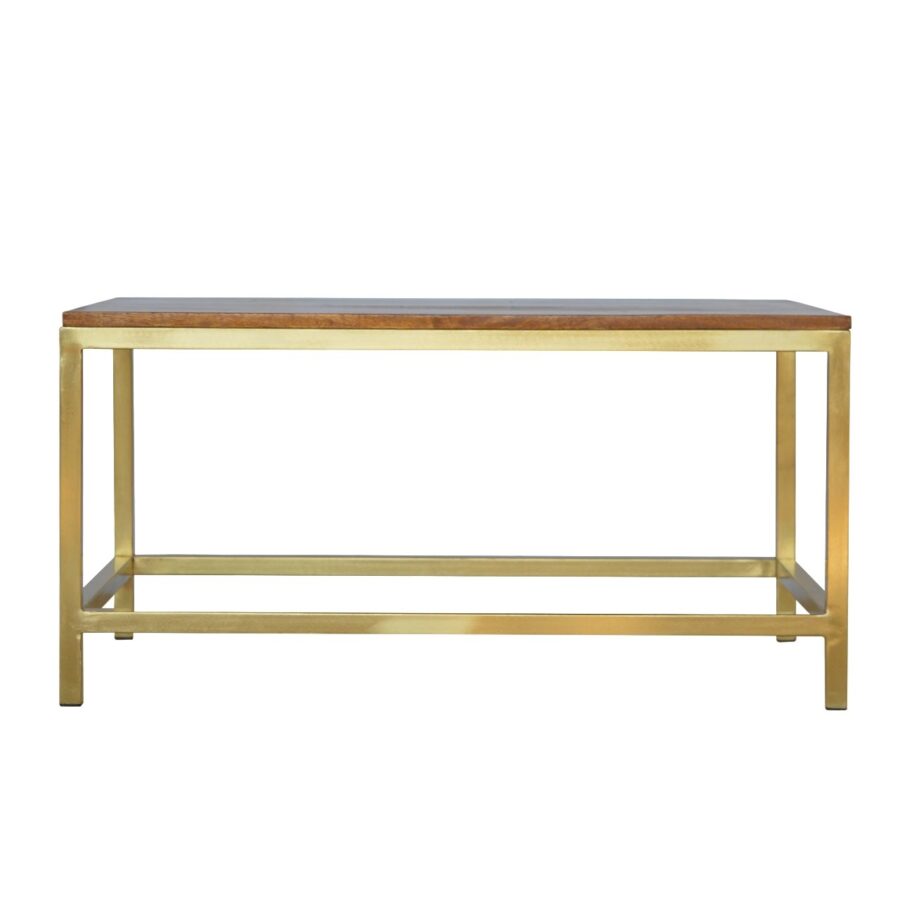Rechthoekige salontafel met gouden onderstel