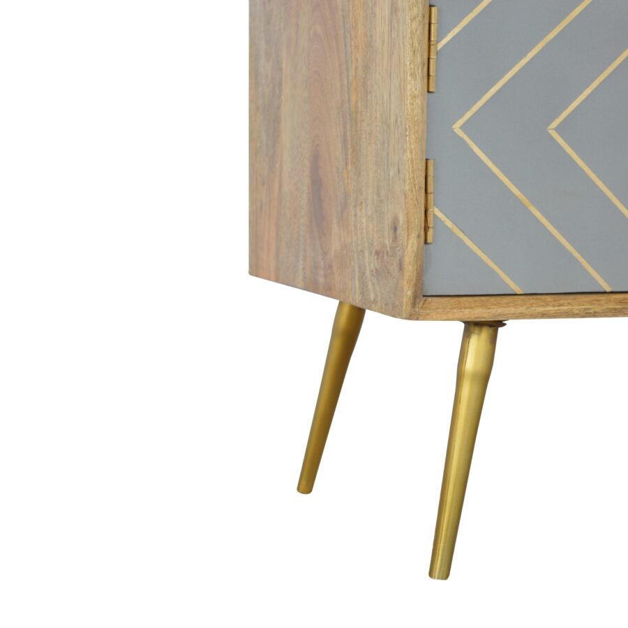 Sleek Cement Brass Inlay Media Unit