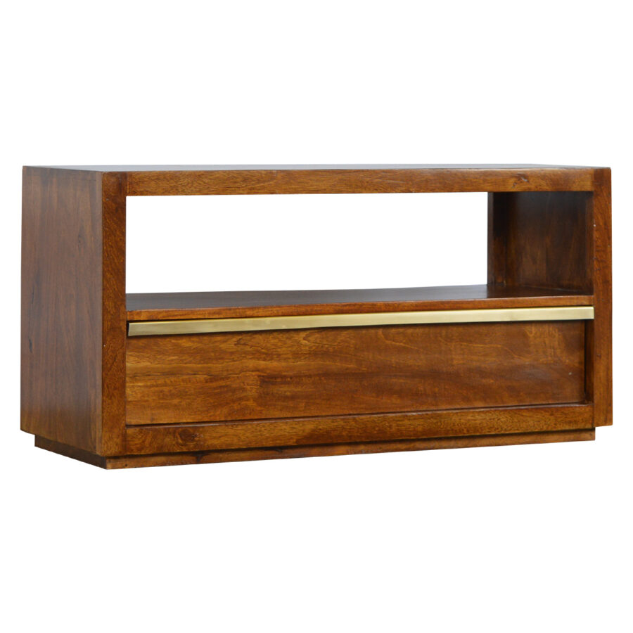 Chestnut Media Unit with Gold Bar