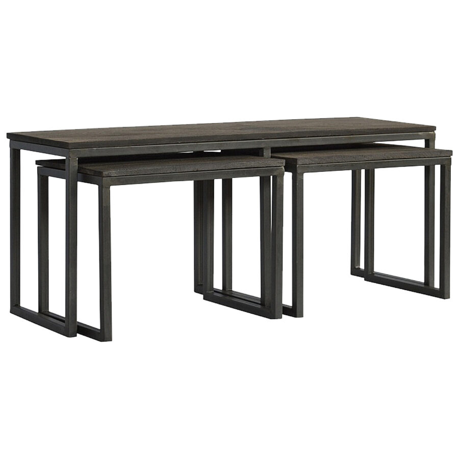 Set of 3 Iron Base Tables - Image 3