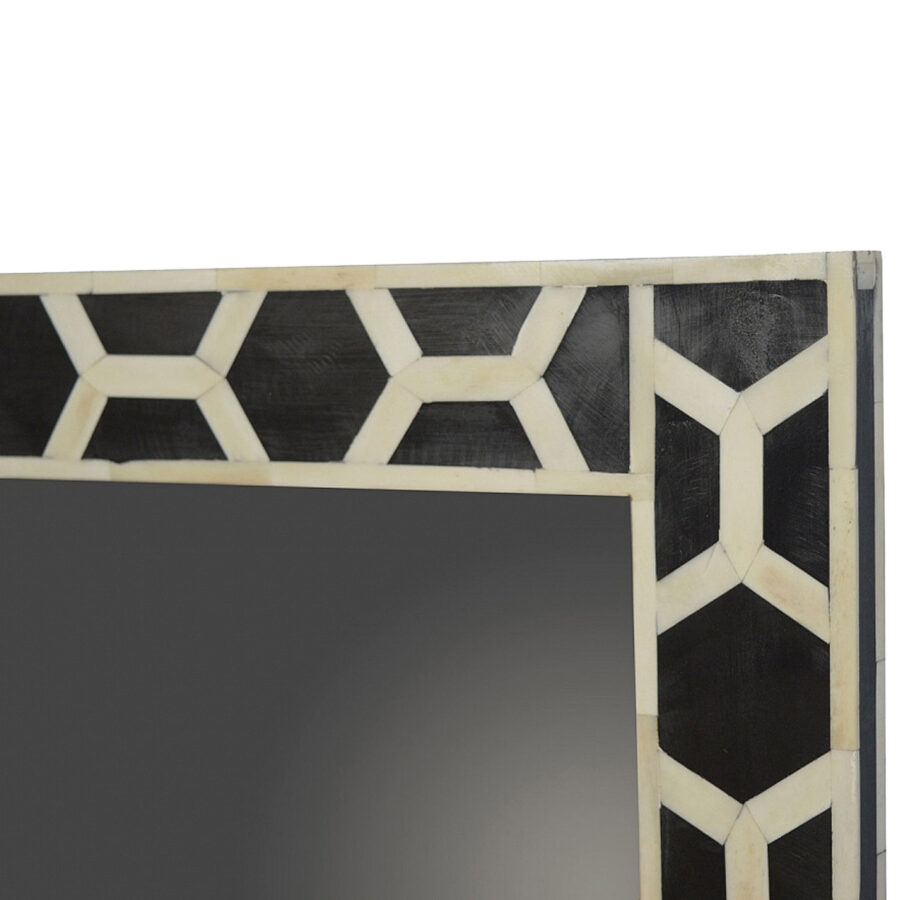 Square Mirror Frame with Bone Inlay Pattern