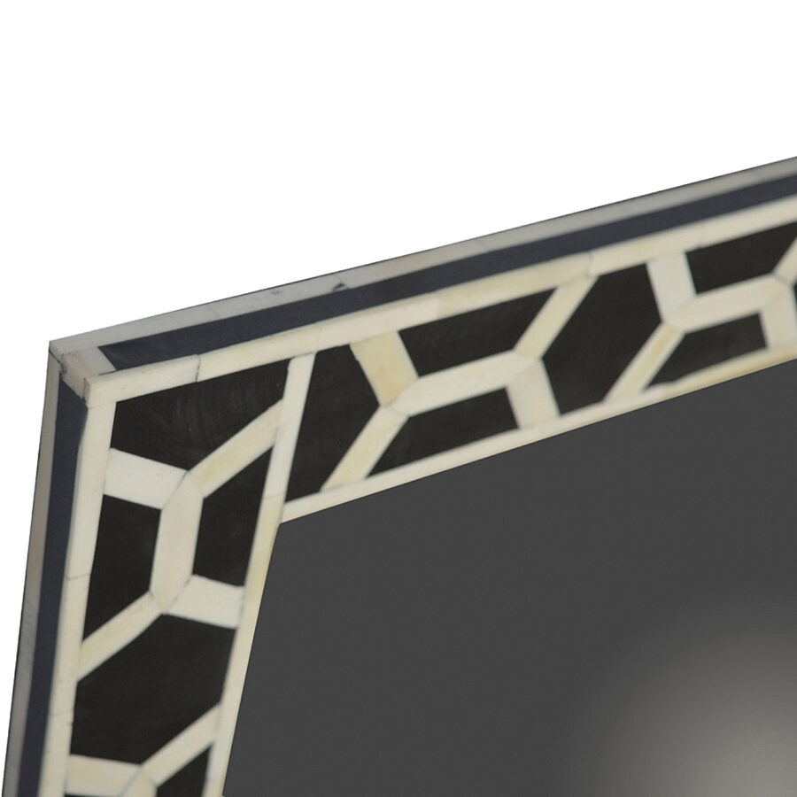 Square Mirror Frame with Bone Inlay Pattern