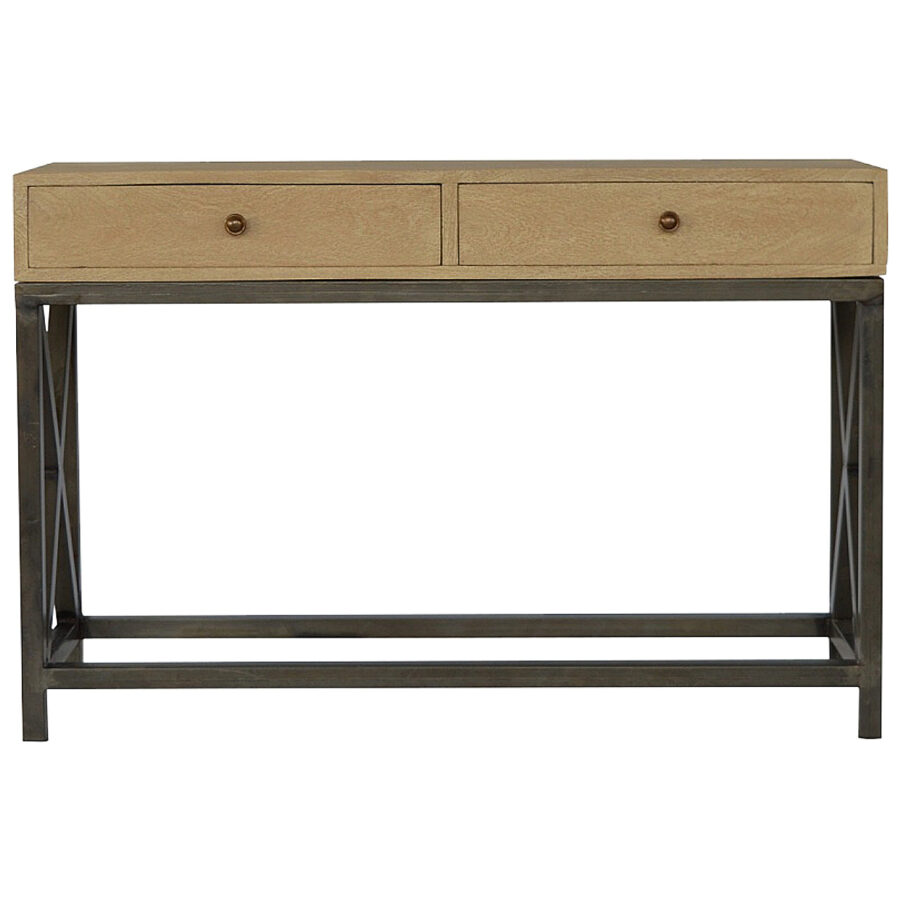 Mango Wood Metal Base Console Table