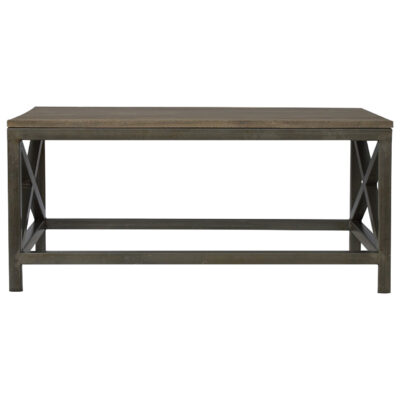 Industrial Coffee Table with Criss Cross Metal Design