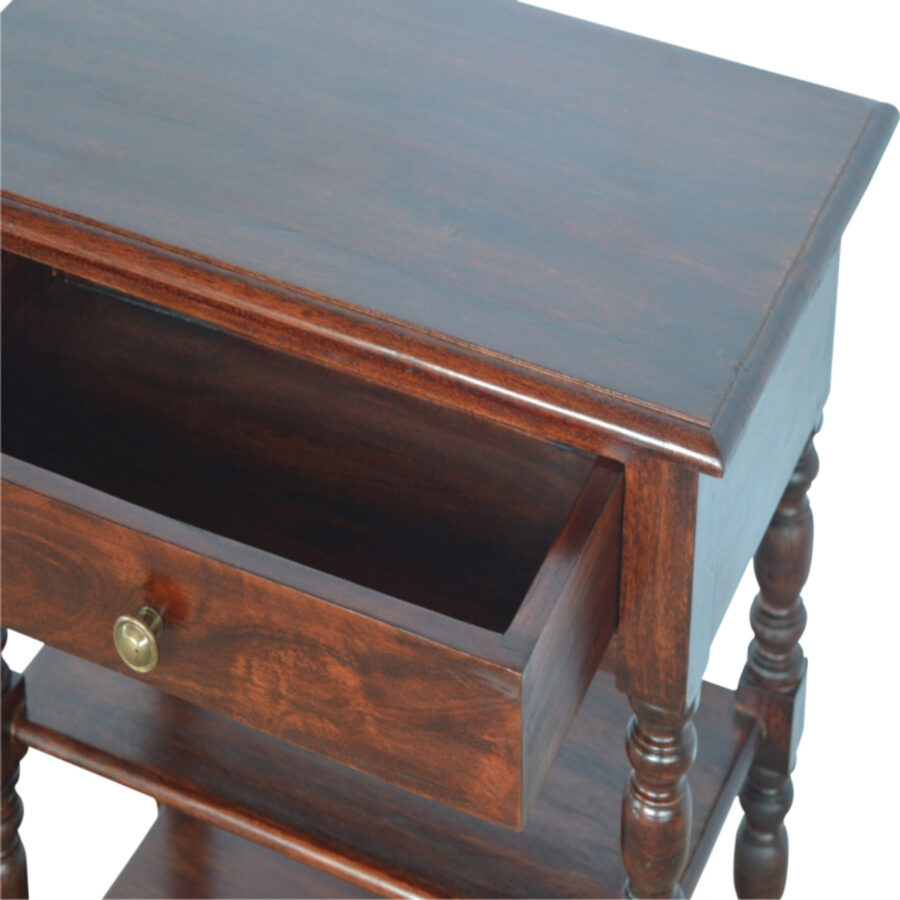 1 Drawer Solid Wood Turned Leg Occasional Table