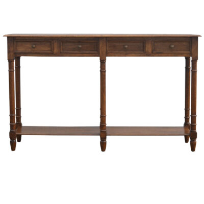 Mango Wood 4 Drawer Hallway Console Table with Turned Feet