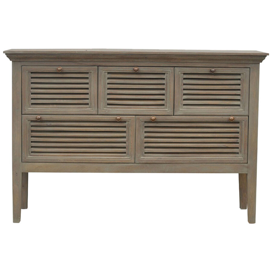 Grey Wash Buffet with 5 Shutter Front Drawers