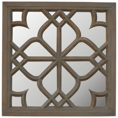 Solid Mango Wood Floral Pattern Mirror