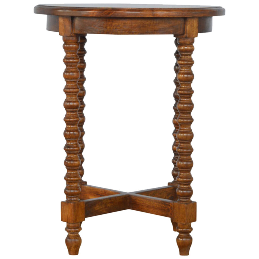 Drobný kulatý čajový stolek z mangového dřeva