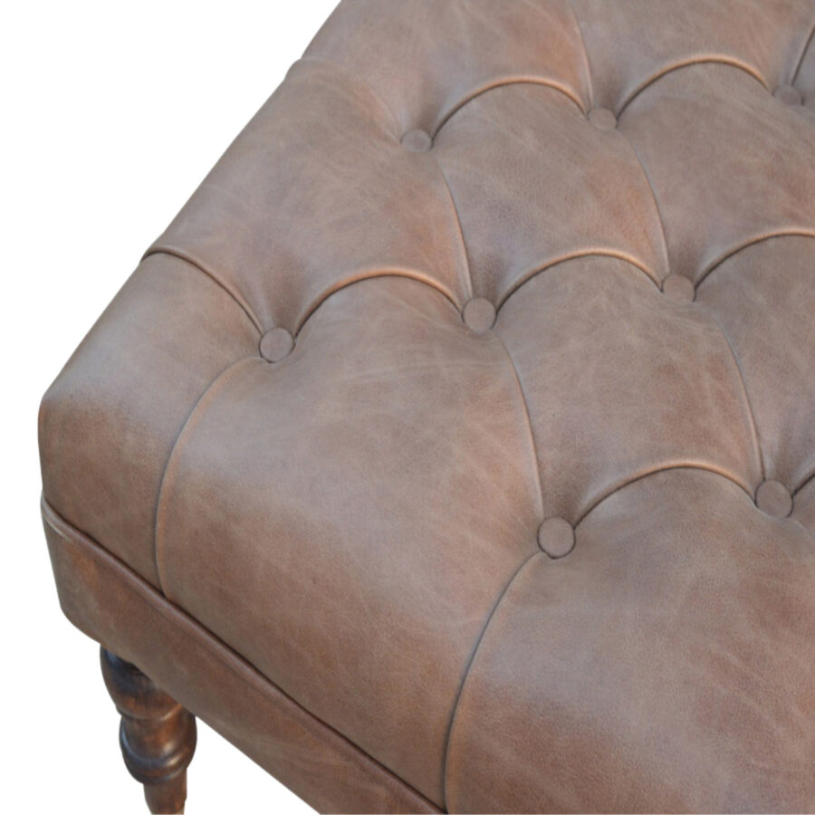 Buffalo Leather Ottoman with Castor Legs