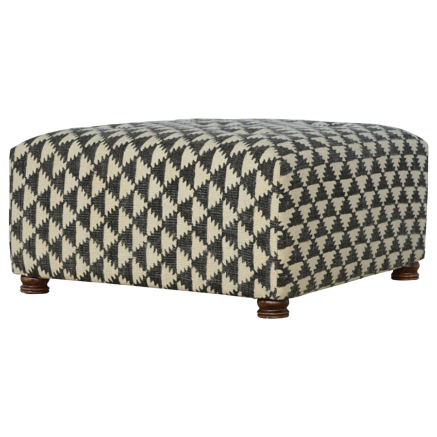 Occasional Footstool Upholstered in Jute Dhurrie