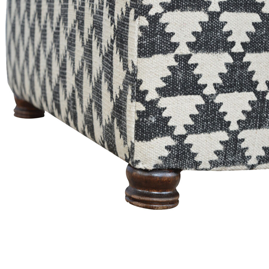 Occasional Footstool Upholstered in Jute Dhurrie