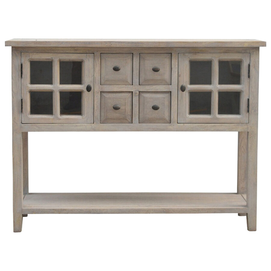 2 Door 4 Drawer Stone Acid Wash Glazed Console Table