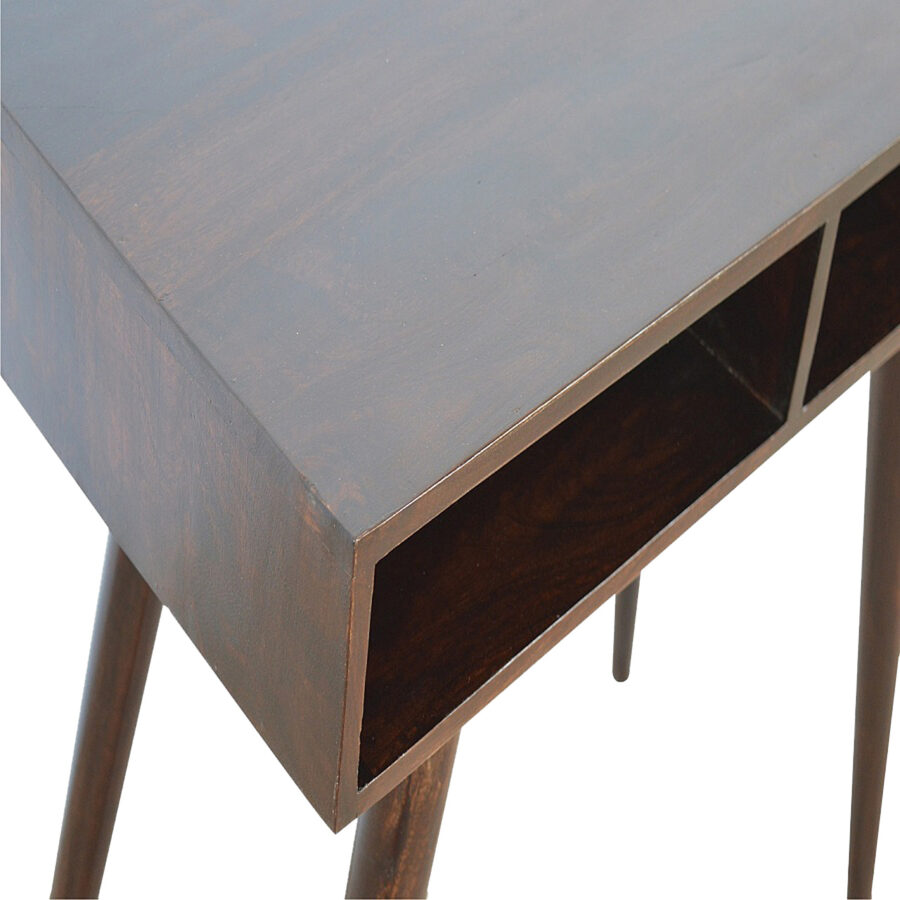 Walnut Nordic Style Writing Desk with 2 Open Slots