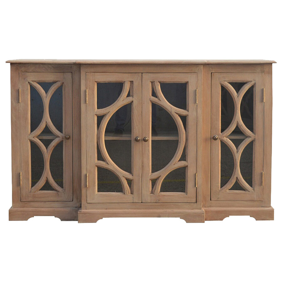 Media Unit with 2 Hand Carved Glazed Doors