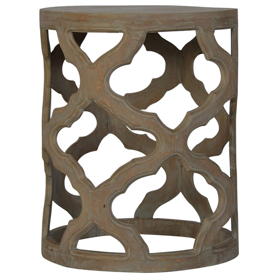 Grey Wash Cut-out Stool