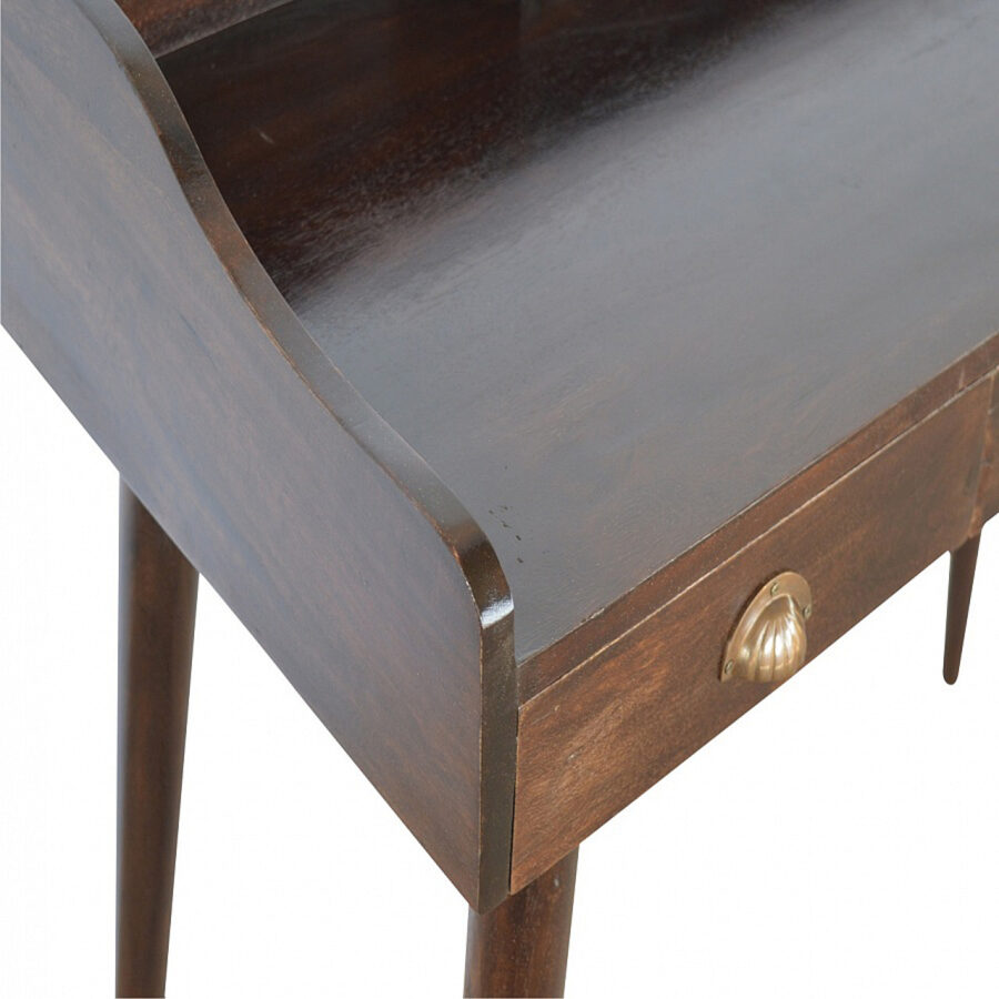 Walnut Gallery Back Nordic Writing Desk with 3 Drawers